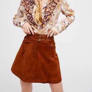 Free People Lonesome Dreams Suede Skirt